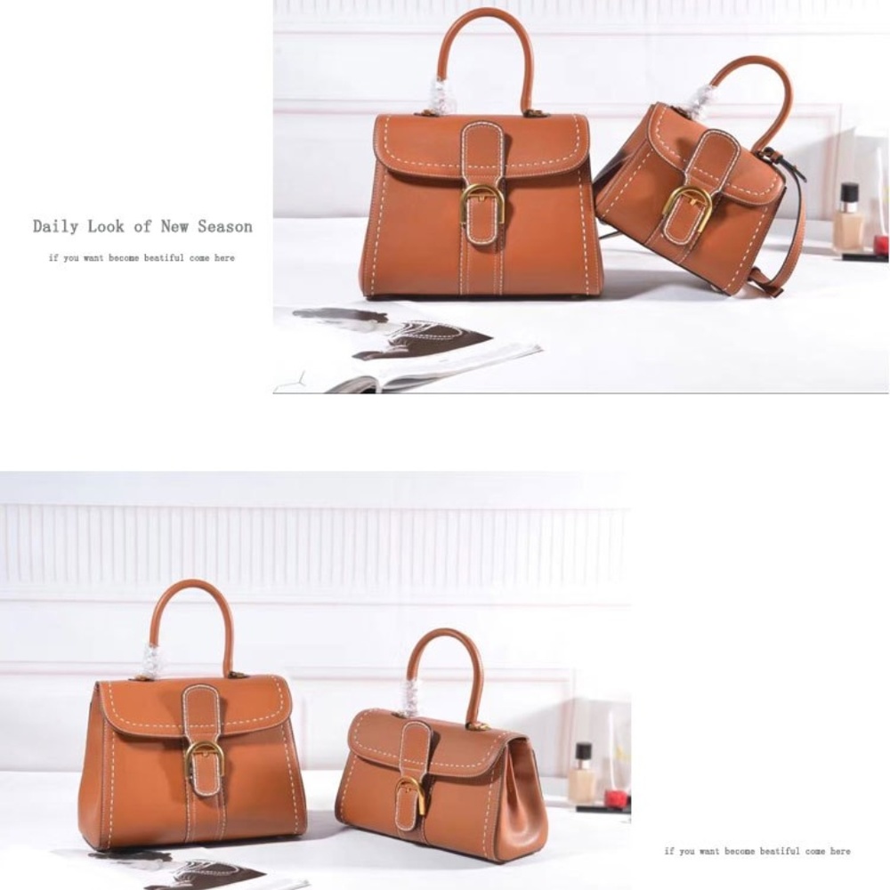 LARGE CAMEL LEATHER HANDBAG --  GRAIN LEATHER
